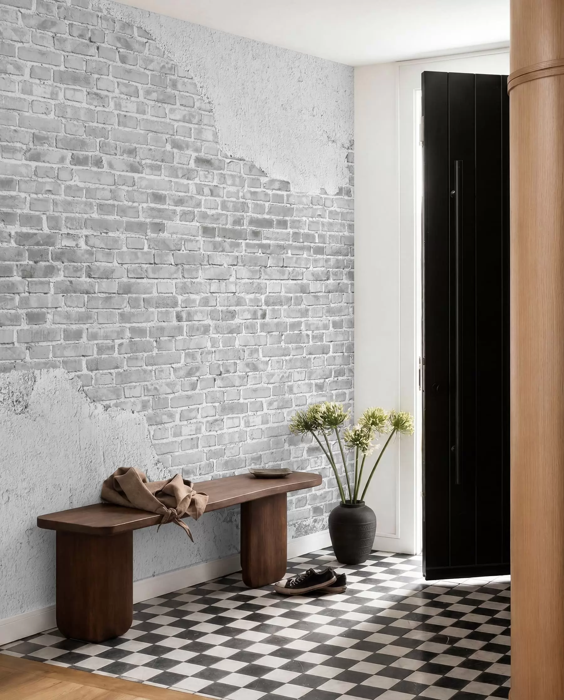 Fotobehang Gepleisterde bakstenen muur u53029