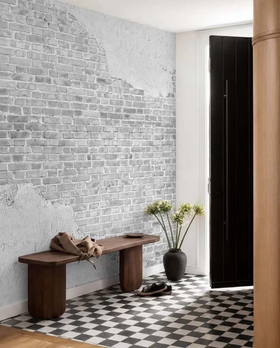 Fotobehang Gepleisterde bakstenen muur u53029
