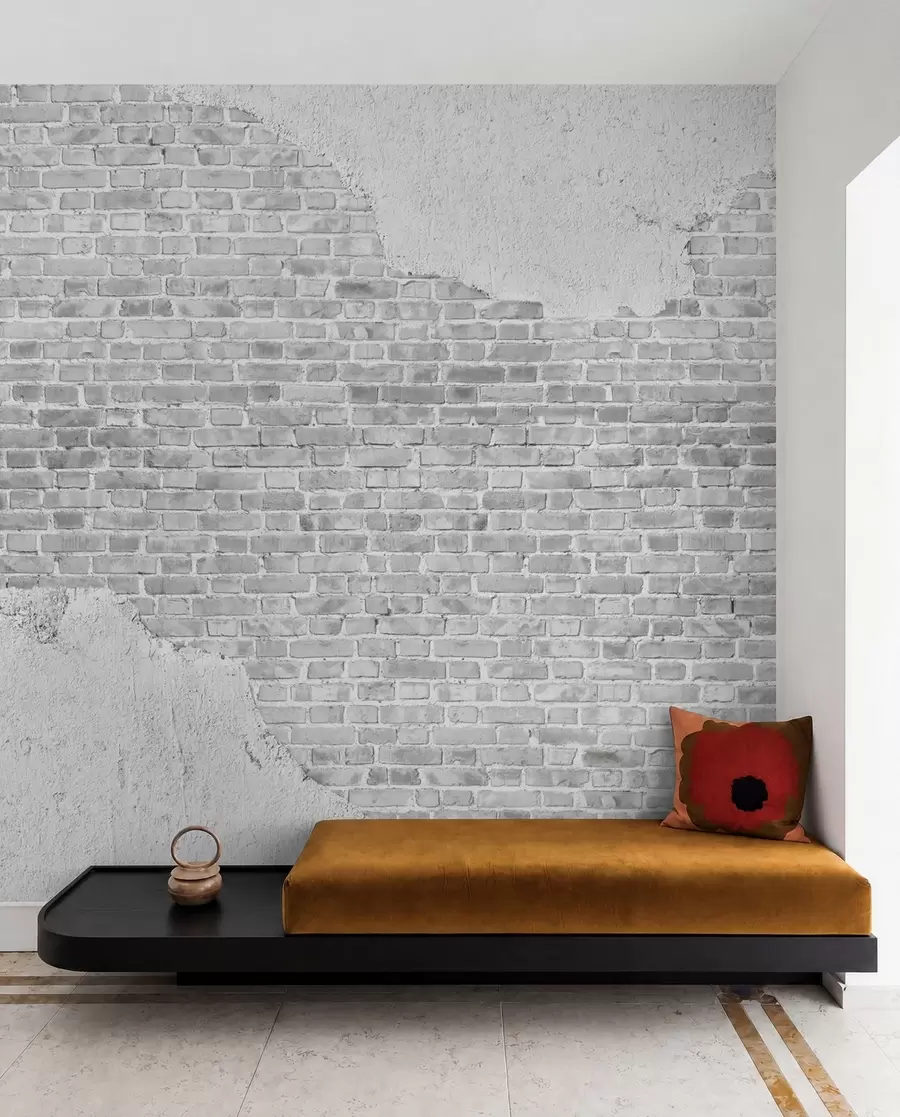 Fotobehang Gepleisterde bakstenen muur u53029