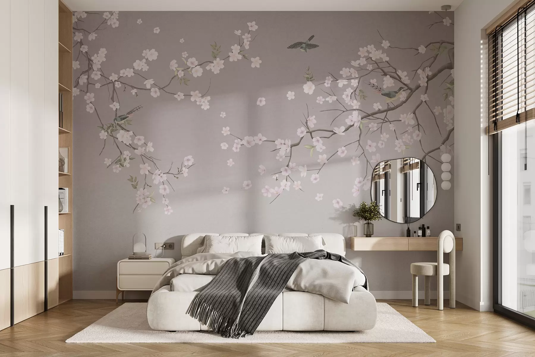 Fotobehang Lente vogels en bloemen u79616
