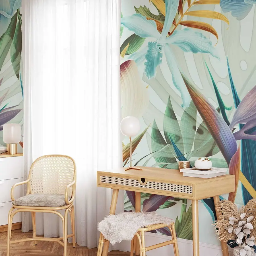 Fotobehang Tropisch gebladerte gouache u79677