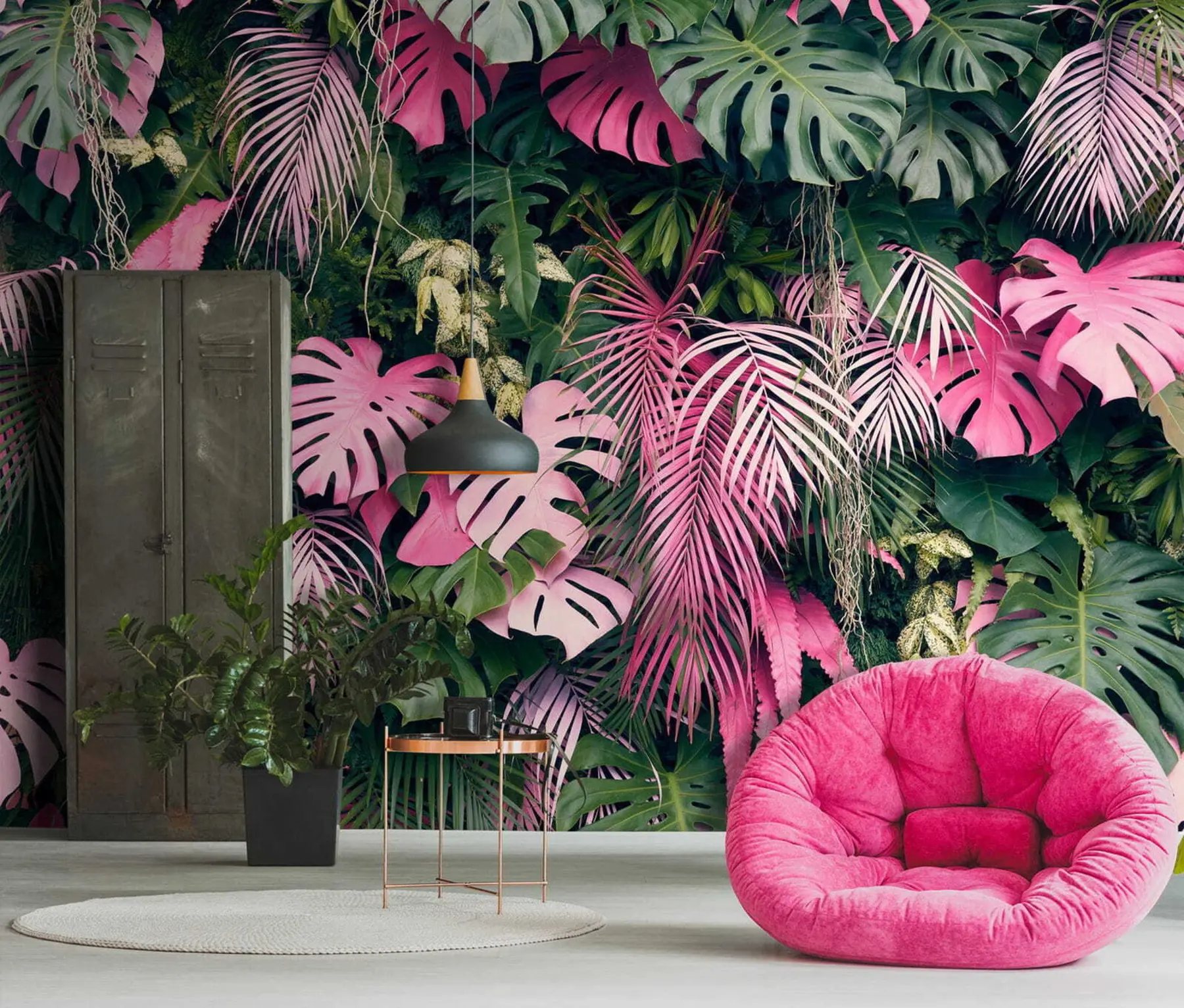 Fotobehang Groen en roze blad u79682