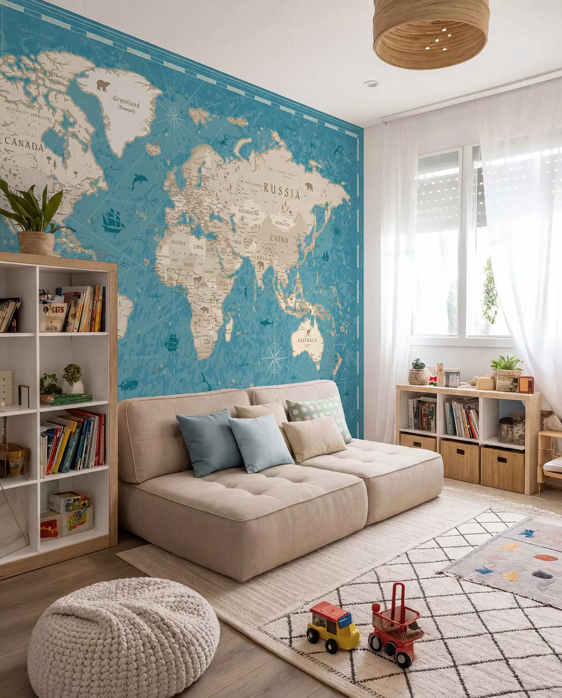 Fotobehang Oude atlas in turquoise u50378