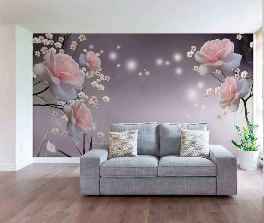 Fotobehang Rozen op waterrimpelingen u01045