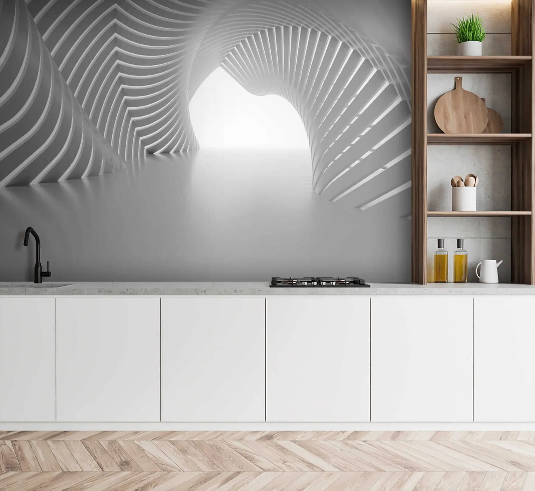 Fotobehang Grijs, symmetrie en tinten en schakeringen u02035