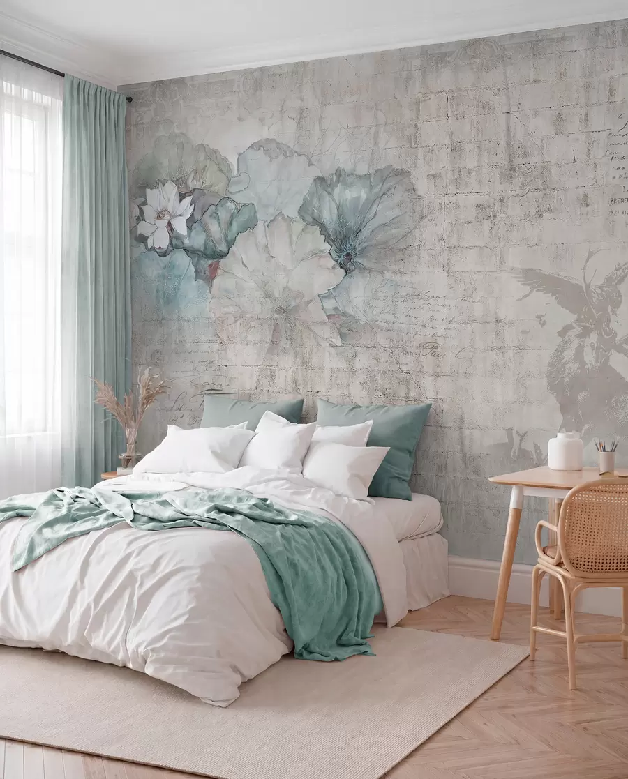 Fotobehang Bloemen en jagen in grungestijl u04724