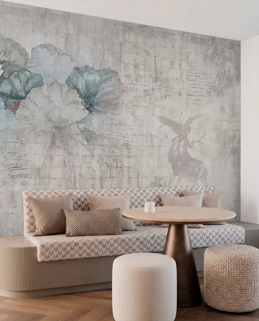 Fotobehang Bloemen en jagen in grungestijl u04724