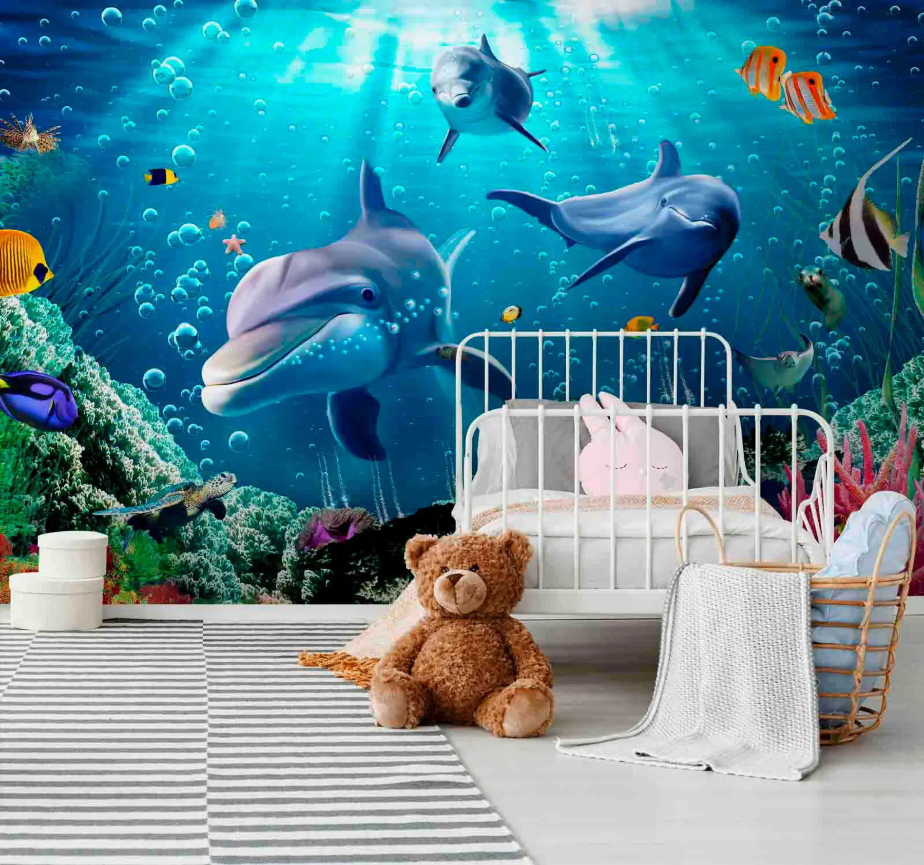 Fotobehang Dolfijnen met vis u05654