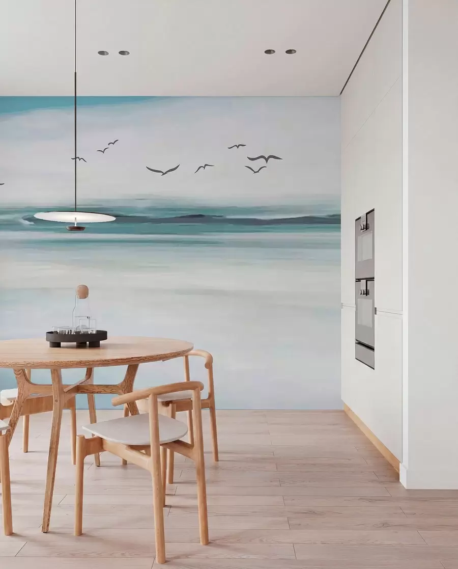 Fotobehang Meeuwen boven de zee u05695