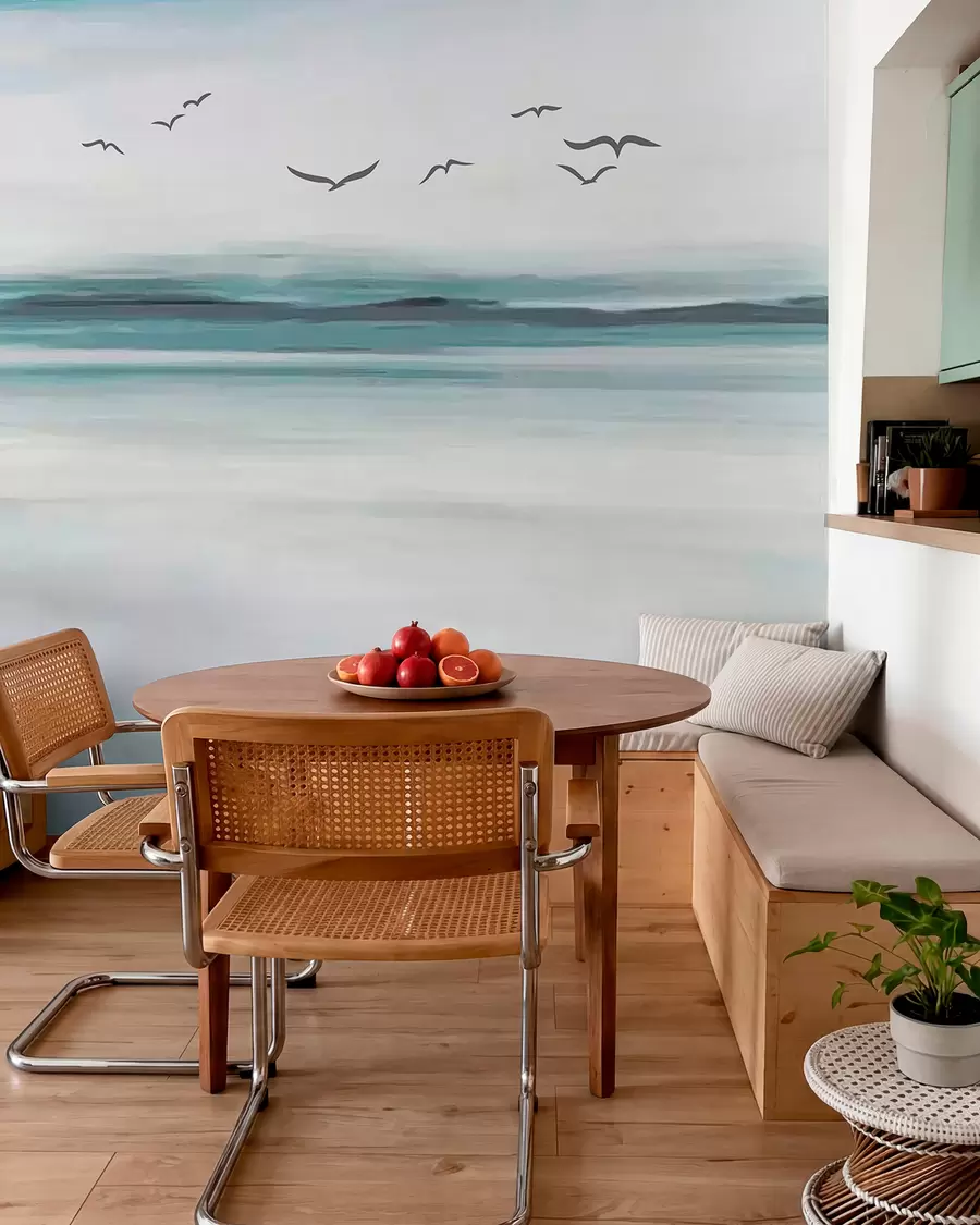 Fotobehang Meeuwen boven de zee u05695