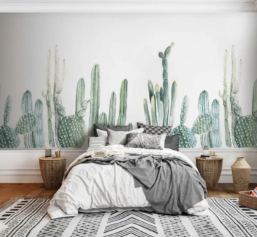 Fotobehang Aquarel cactussen u07240