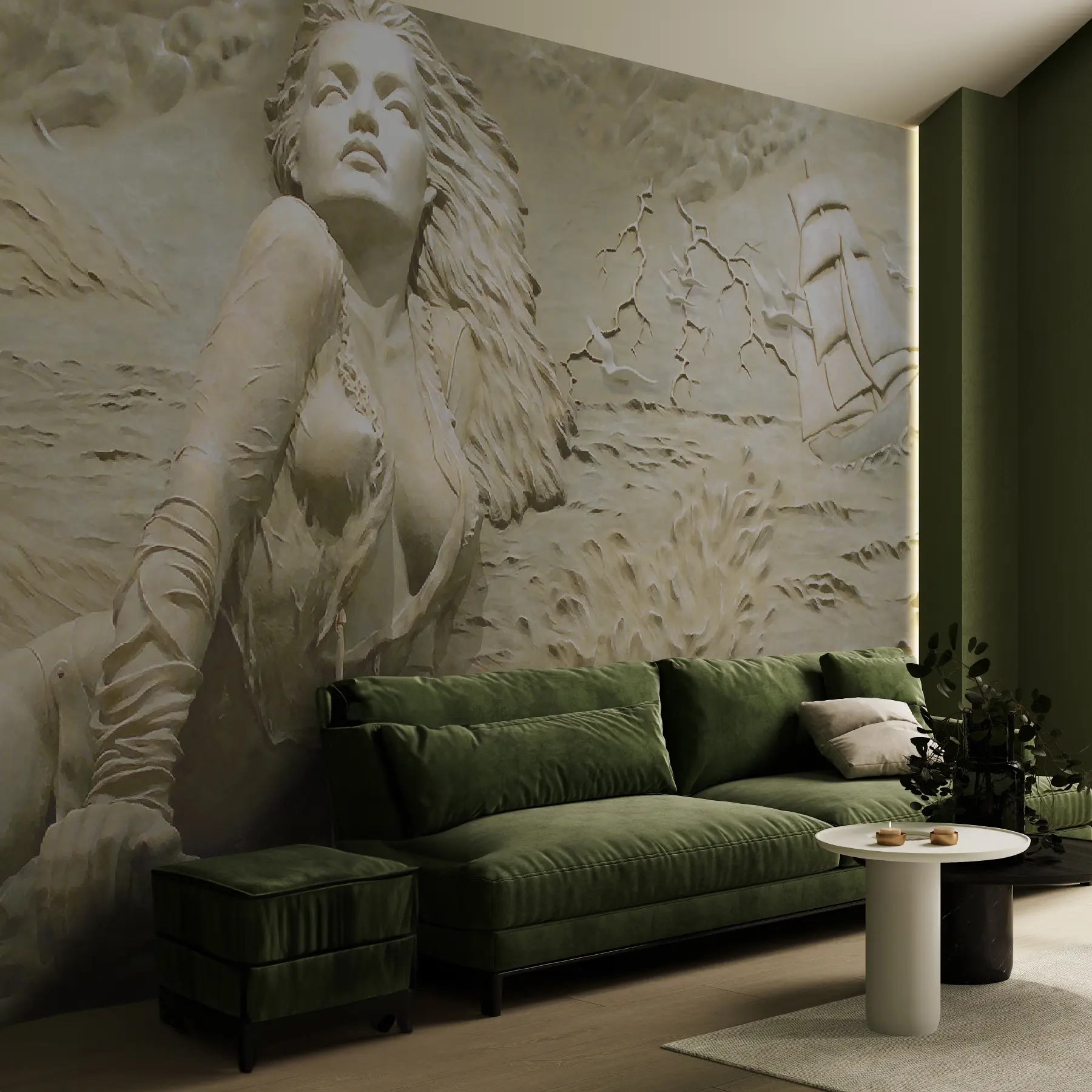 Fotobehang Zeemeermin op de rots u08057