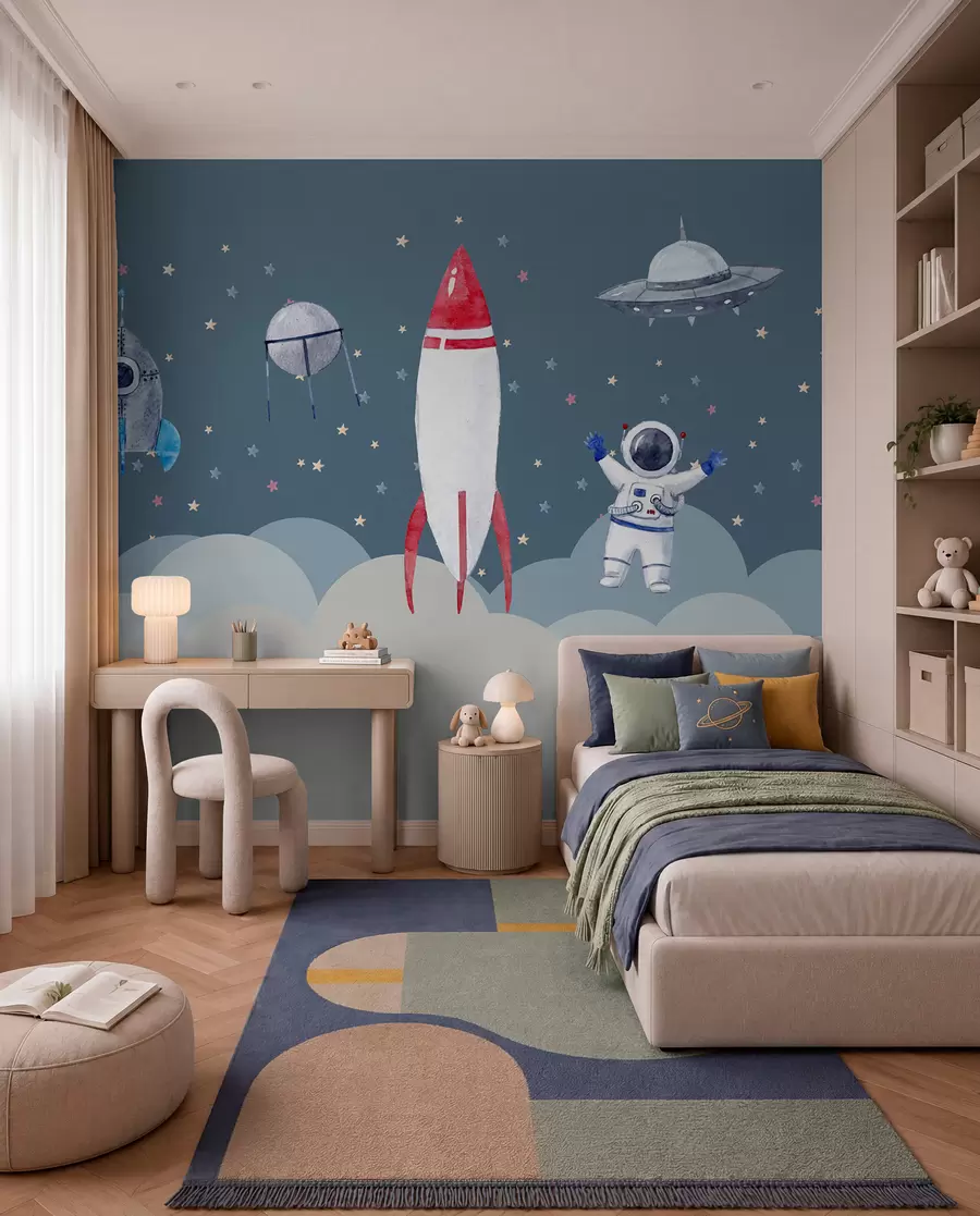 Fotobehang Kosmonauten in de kinderkamer u09813