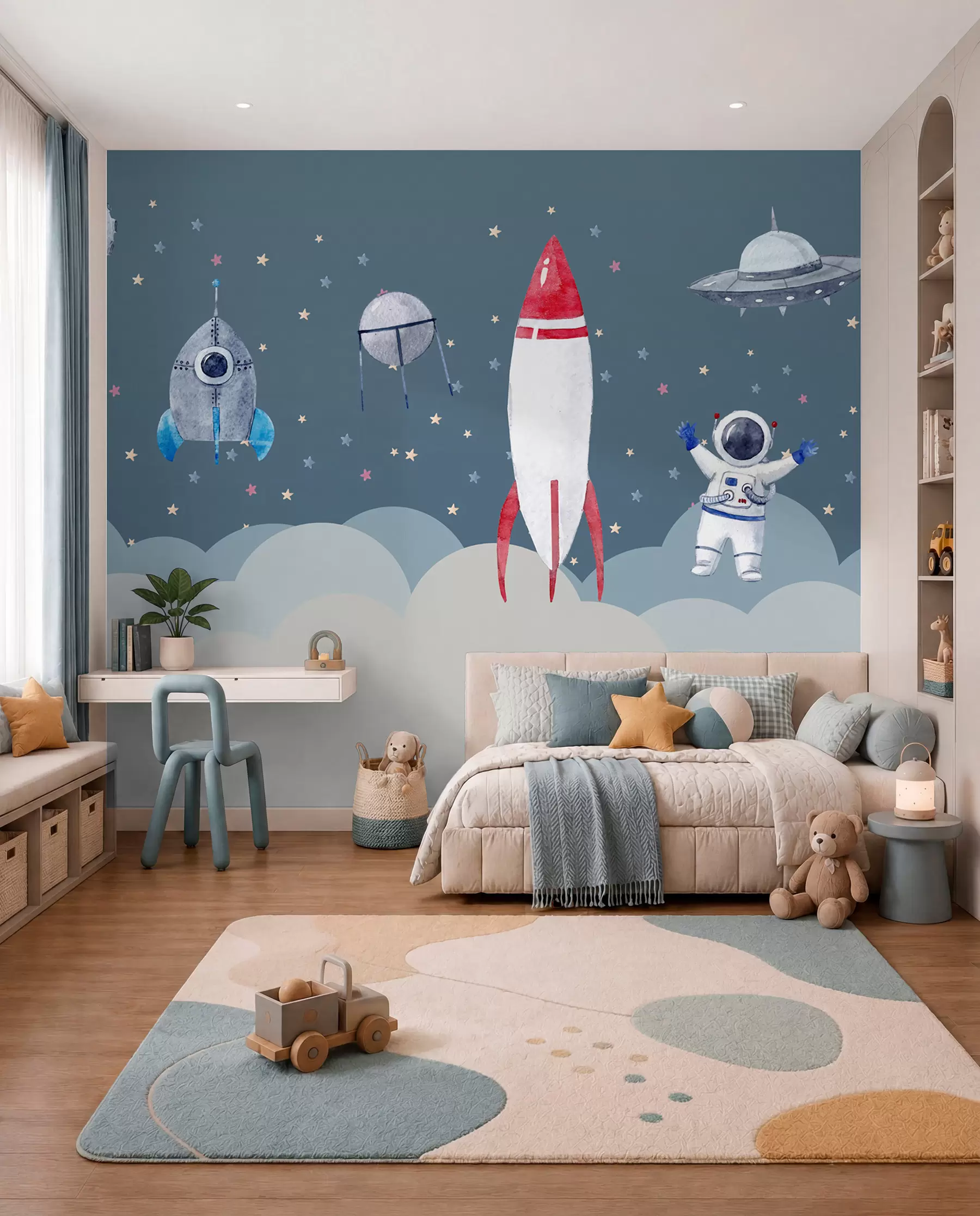 Fotobehang Kleine astronautenploeg u09813