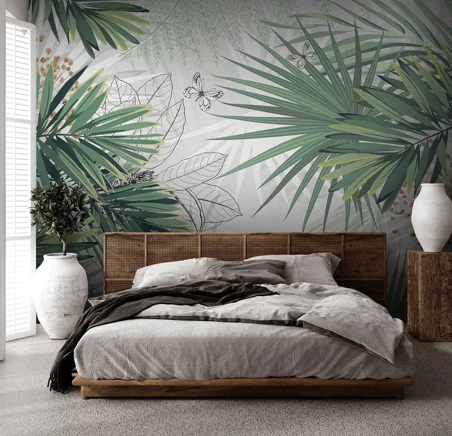 Fotobehang Groene takken van palmbomen u12819