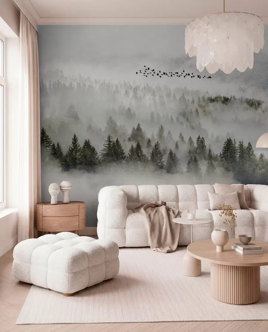 Fotobehang Vogels boven de mist u13823
