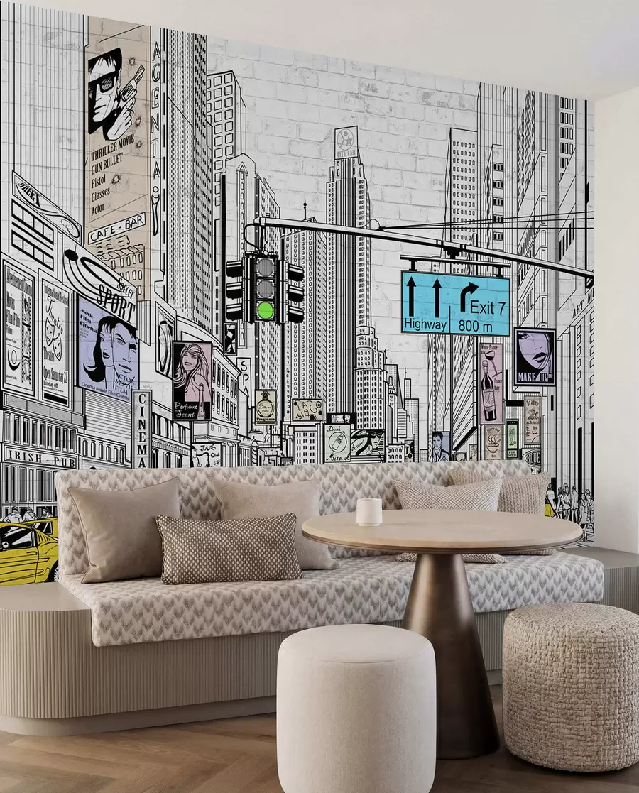 Fotobehang Megapolis in de komische stijl u21095