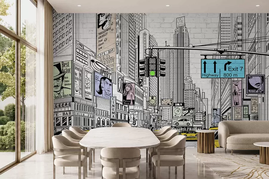 Fotobehang Megapolis in de komische stijl u21095