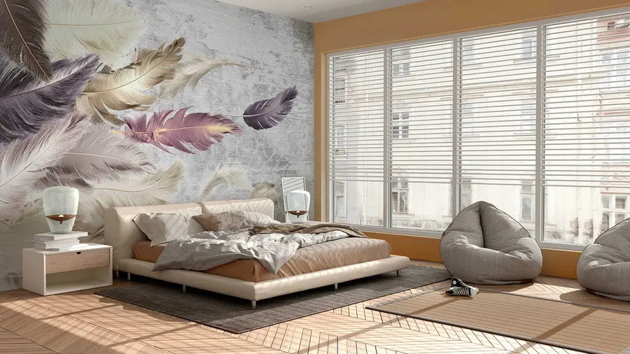 Fotobehang Kleur veren op een betonnen muur u21165