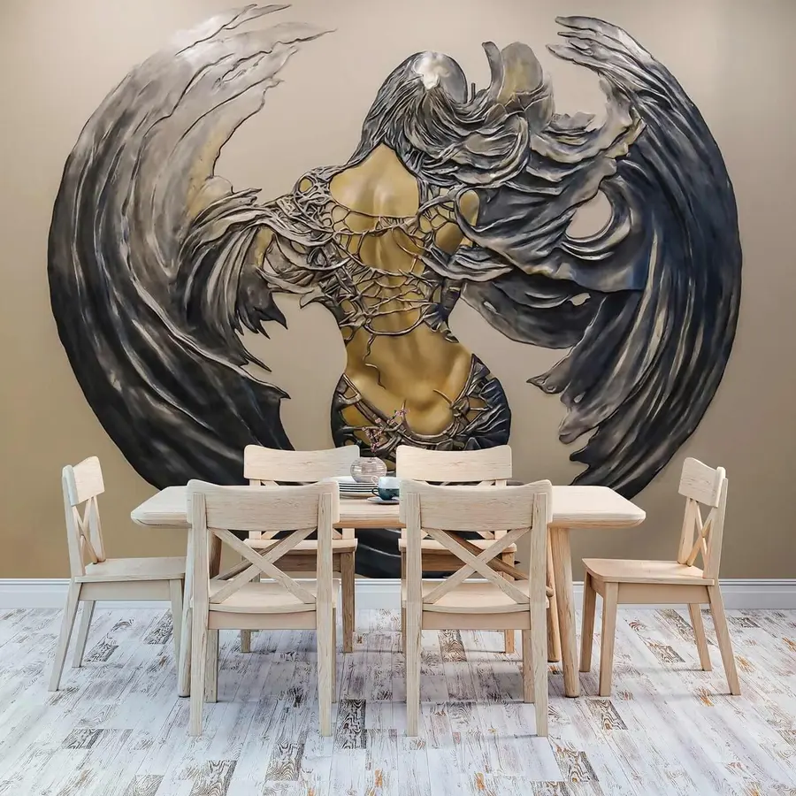 Fotobehang Gevleugelde rug van een gevallen engel u24303