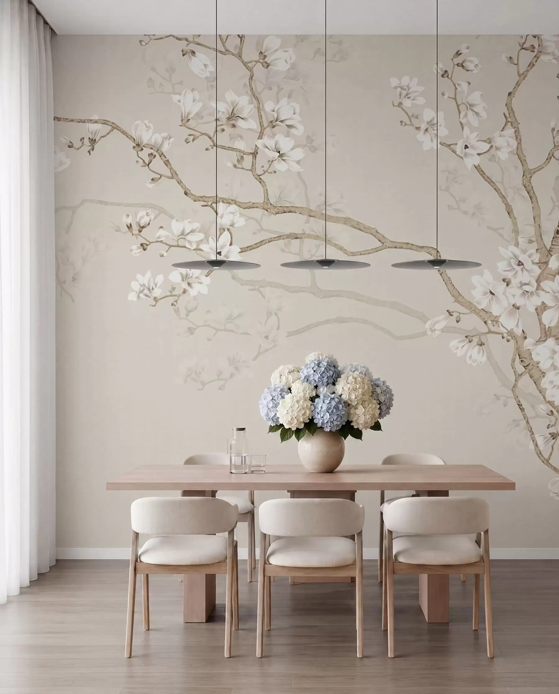 Fotobehang Bloeiende boom en vogels u25842