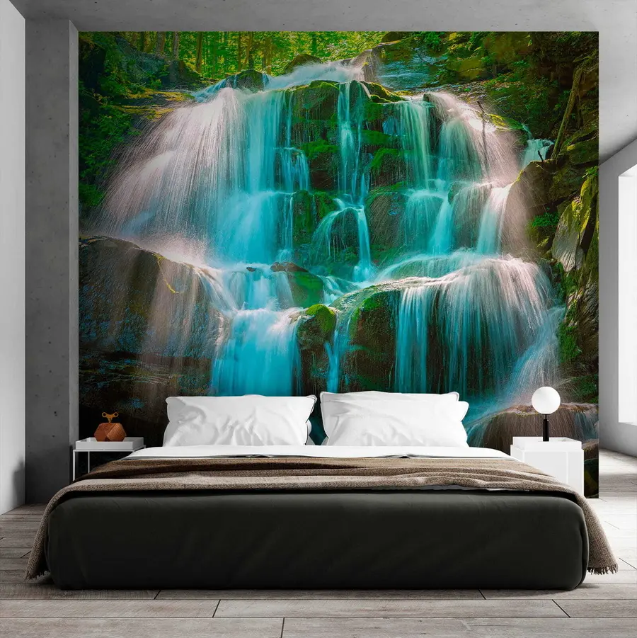 Fotobehang Azuurblauwe watervallen u26143