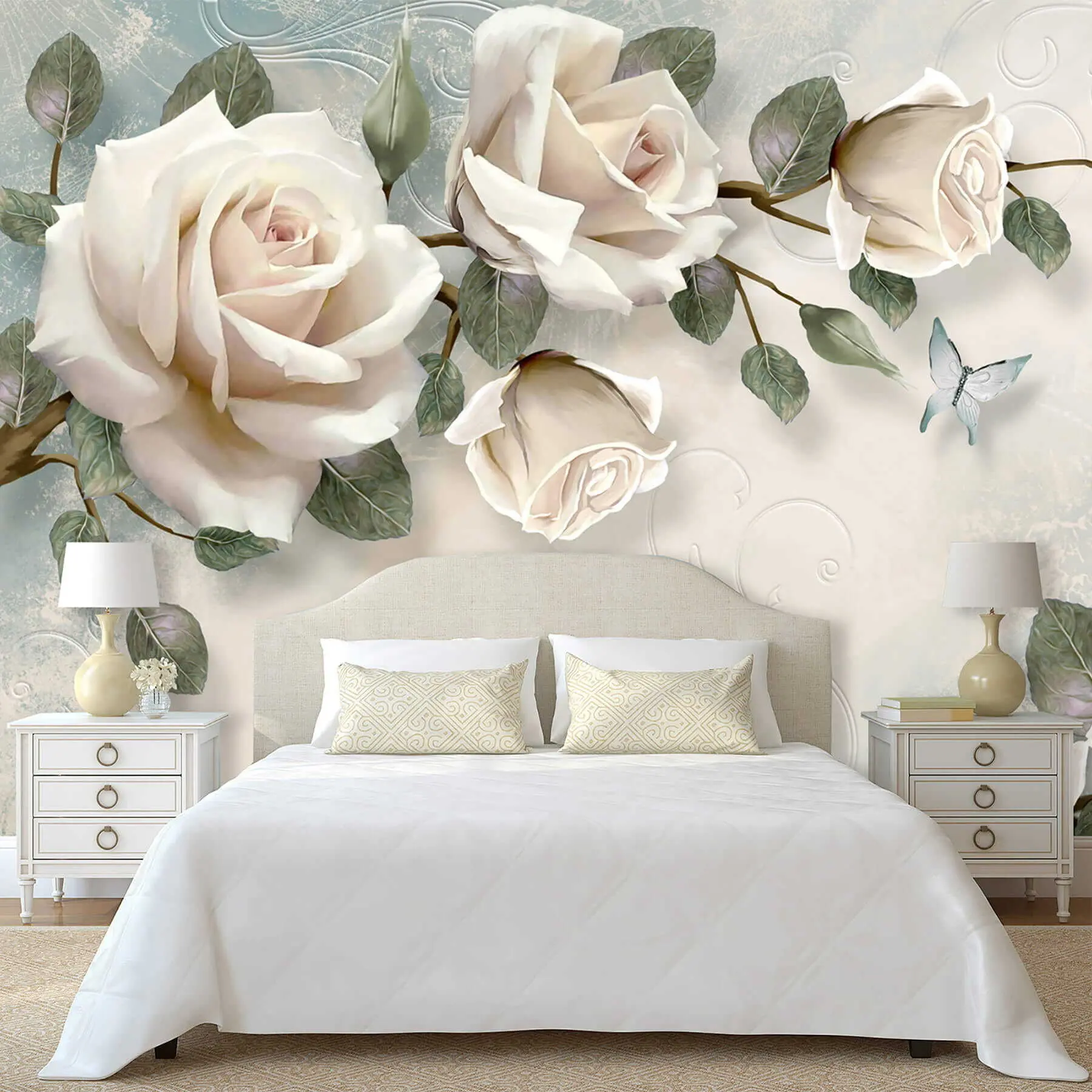 Fotobehang Crème rozen u31353