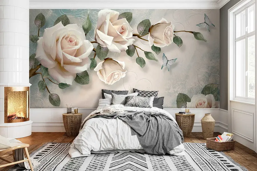 Fotobehang Crème rozen u31353