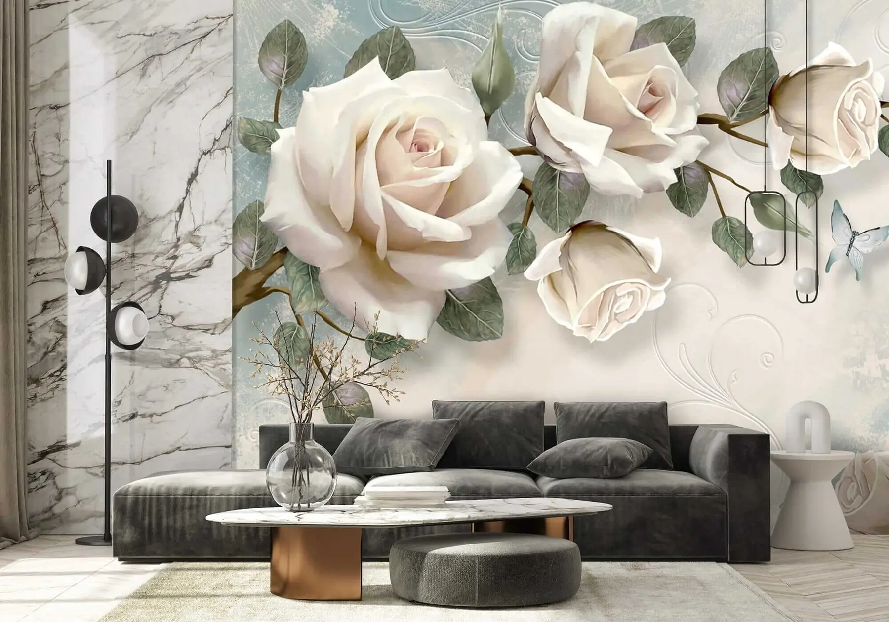 Fotobehang Crème rozen u31353