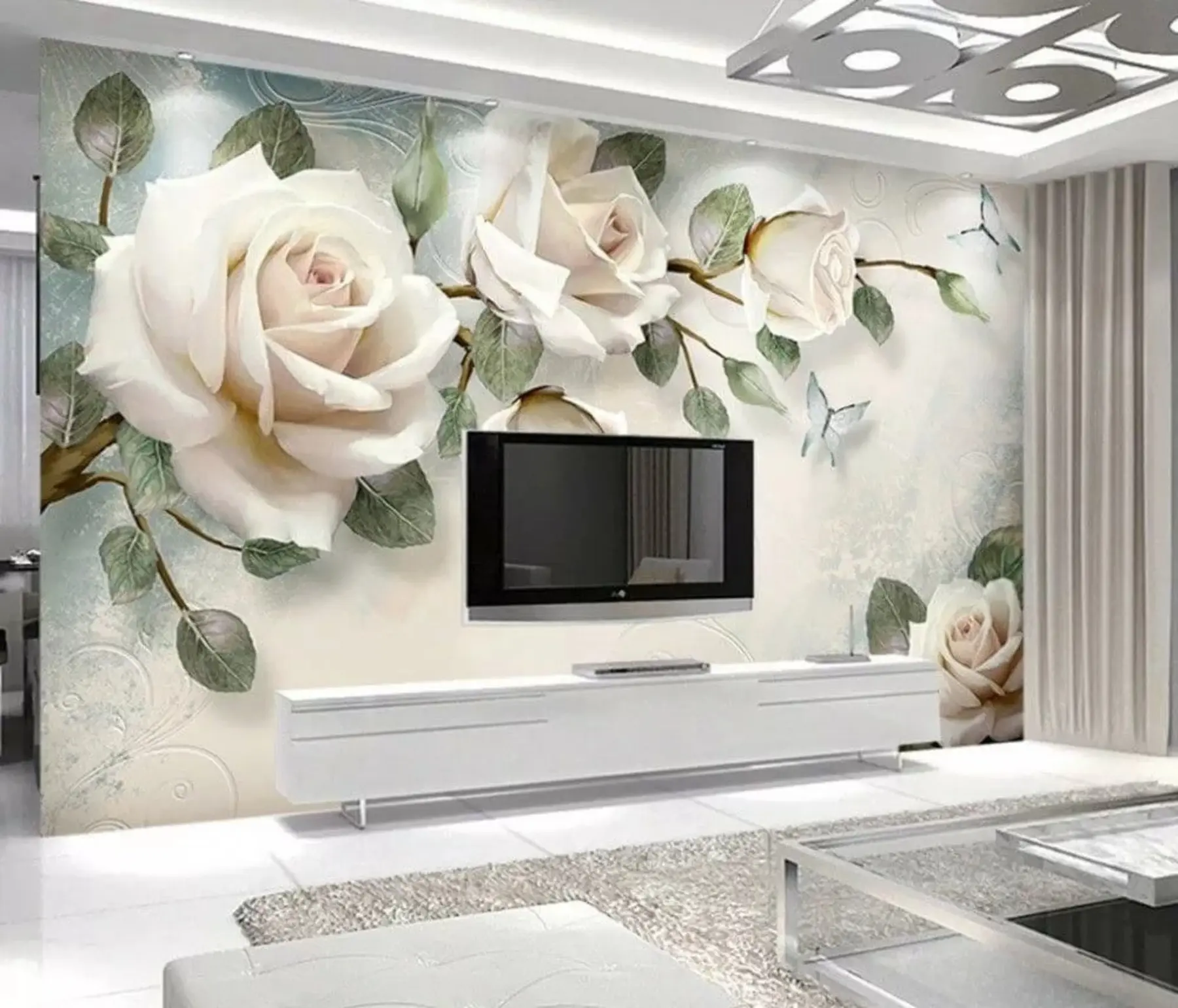 Fotobehang Crème rozen u31353