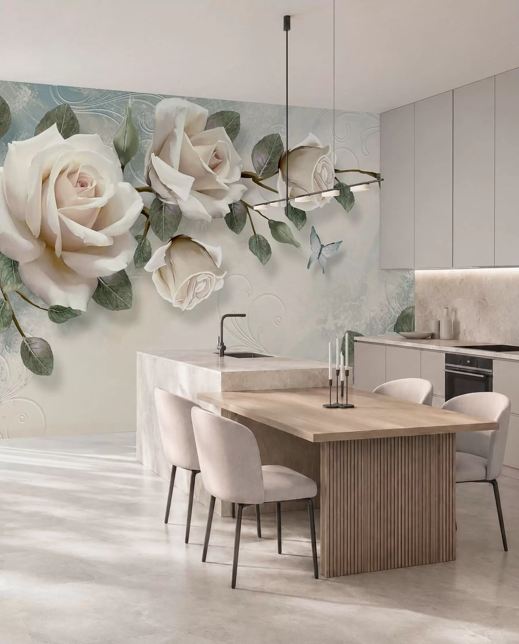 Fotobehang Crème rozen u31353