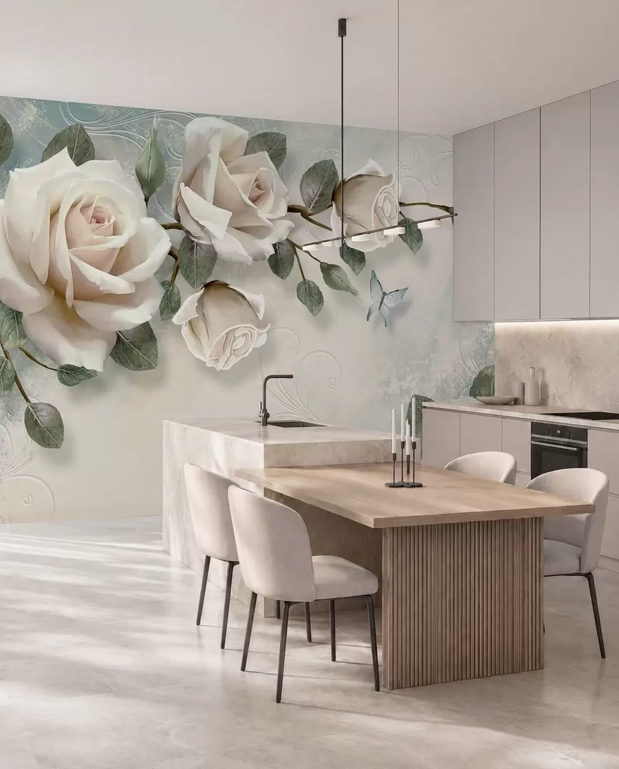 Fotobehang Crème rozen u31353