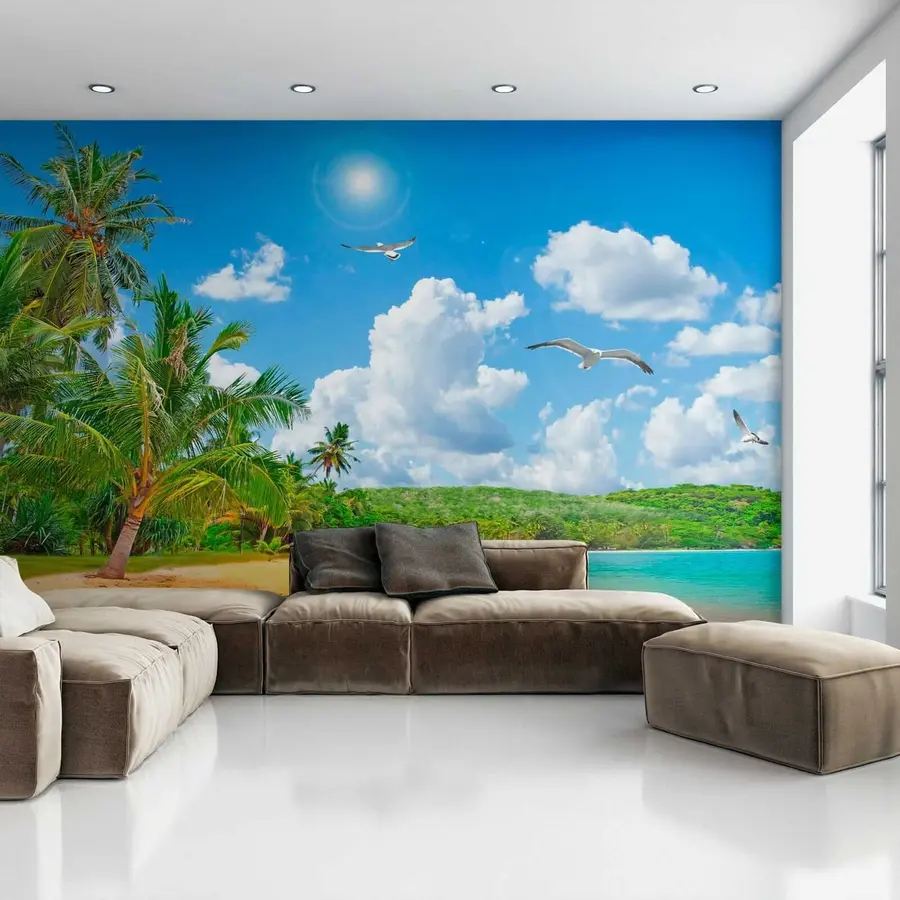 Fotobehang Palmbomen aan de kust u31410