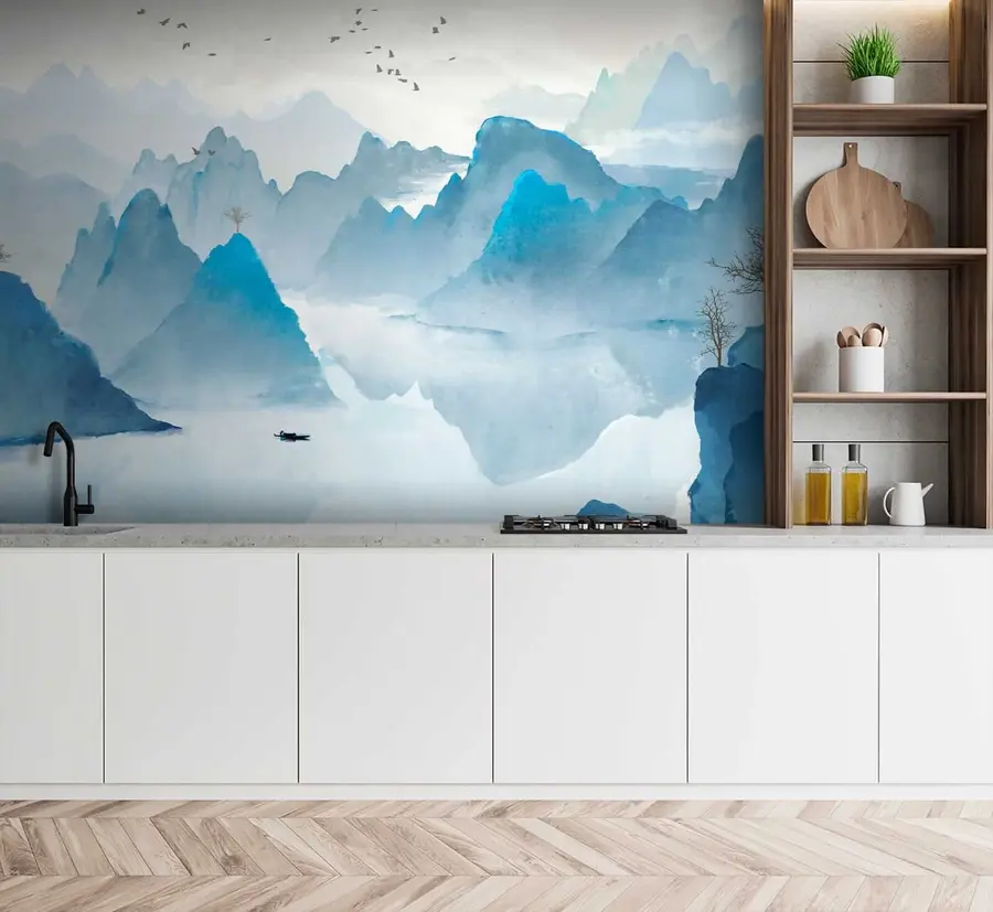 Fotobehang Blauwe bergen u32523