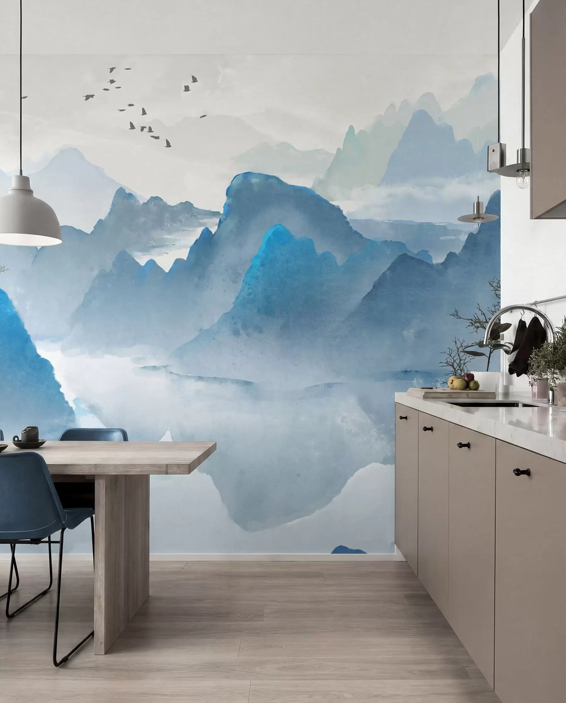 Fotobehang Blauwe bergen u32523
