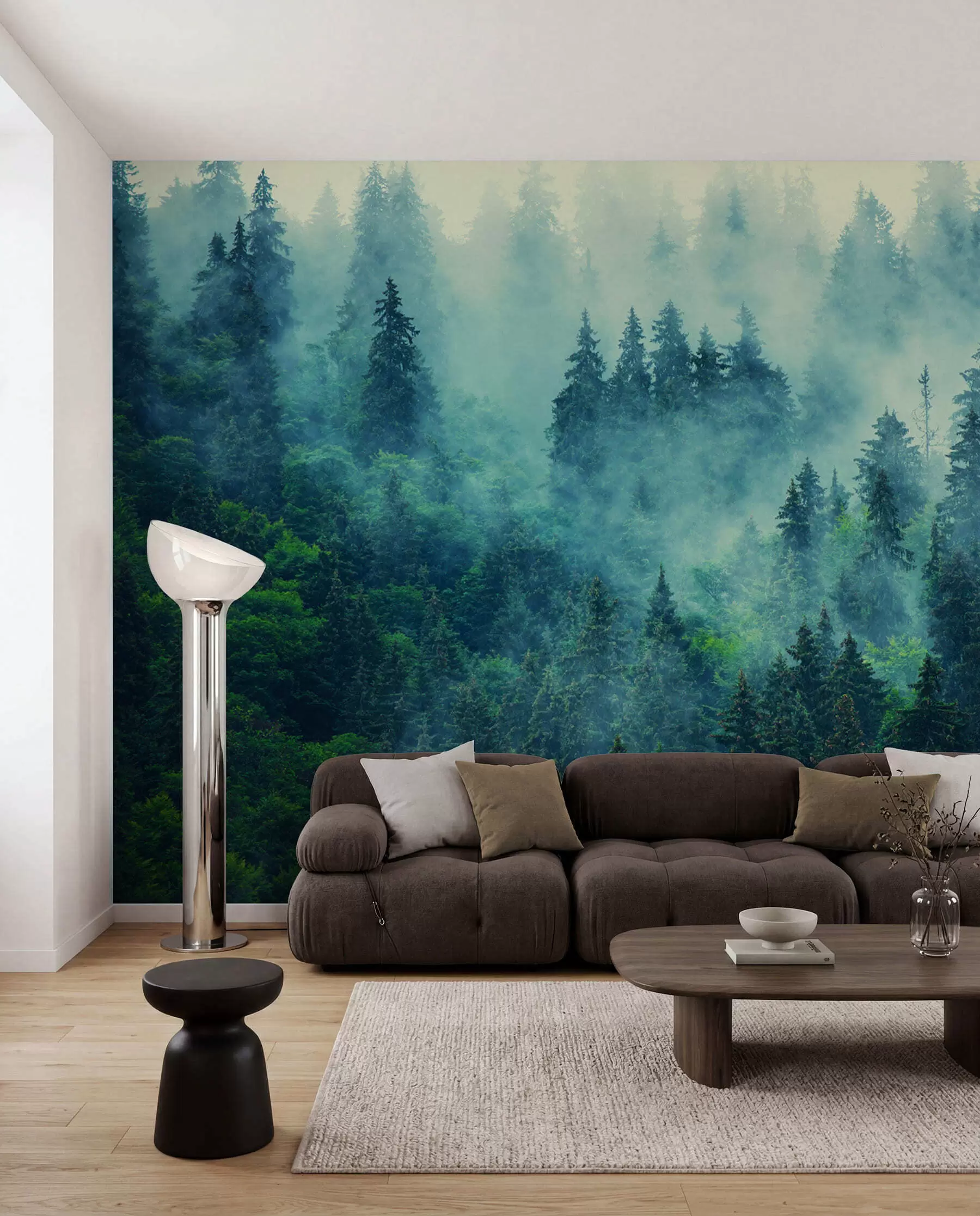 Fotobehang Bos in diep petrol u33150