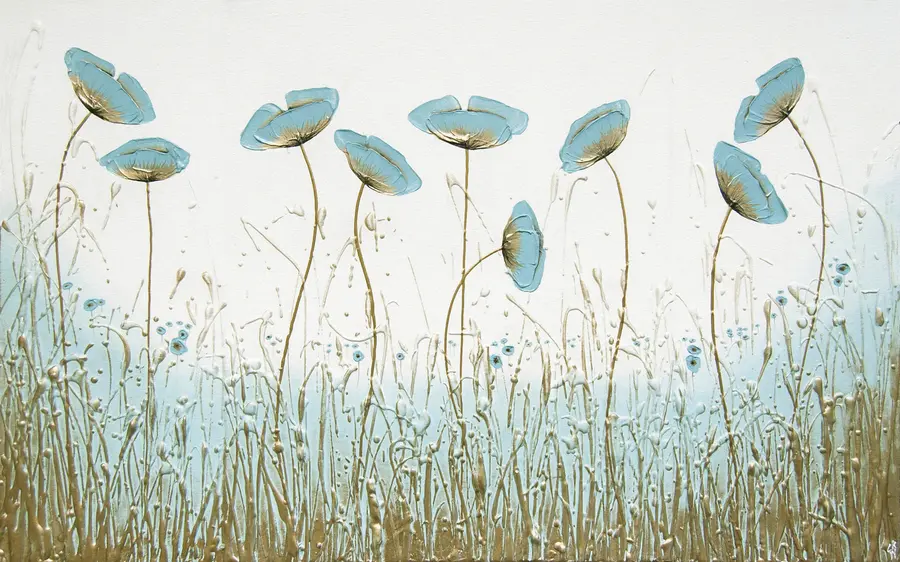 Fotobehang Papavers. Olieverf u34867