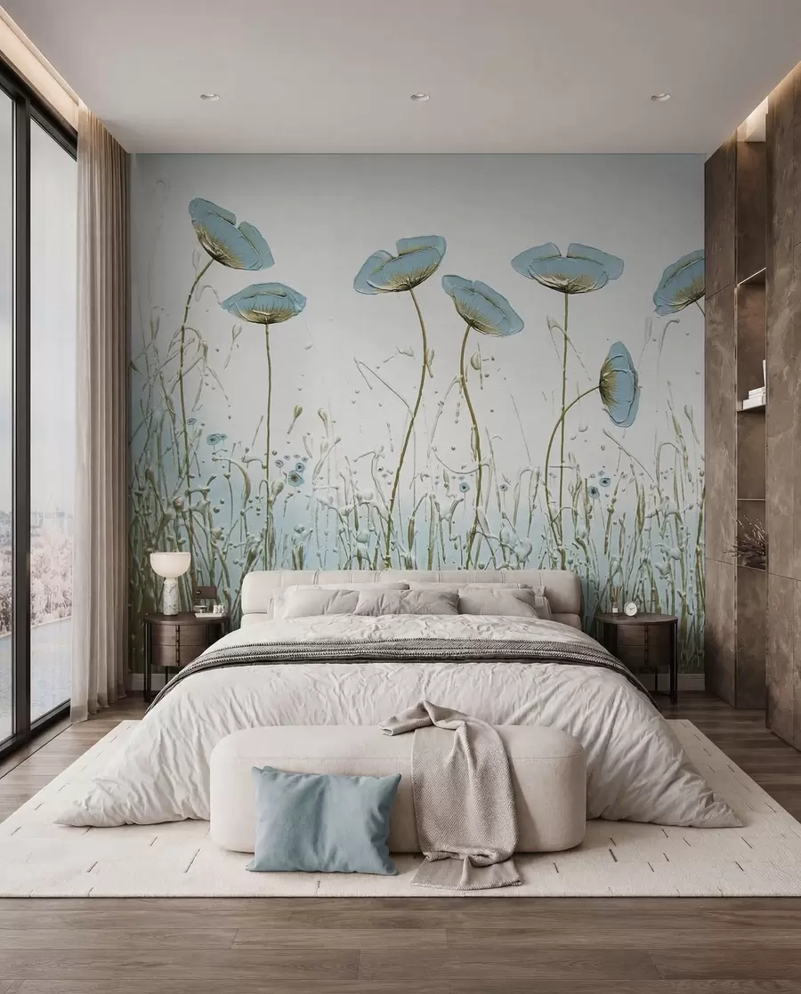 Fotobehang Papavers. Olieverf u34867