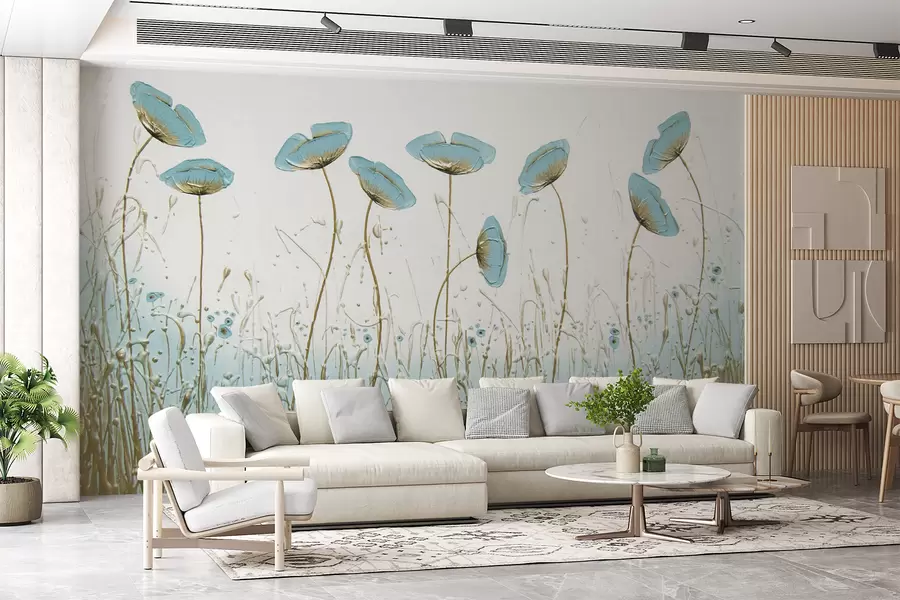 Fotobehang Papavers. Olieverf u34867