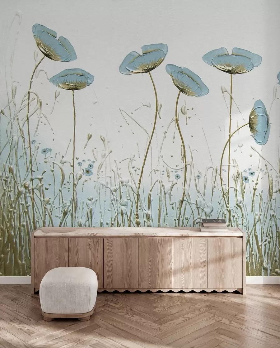 Fotobehang Papavers. Olieverf u34867