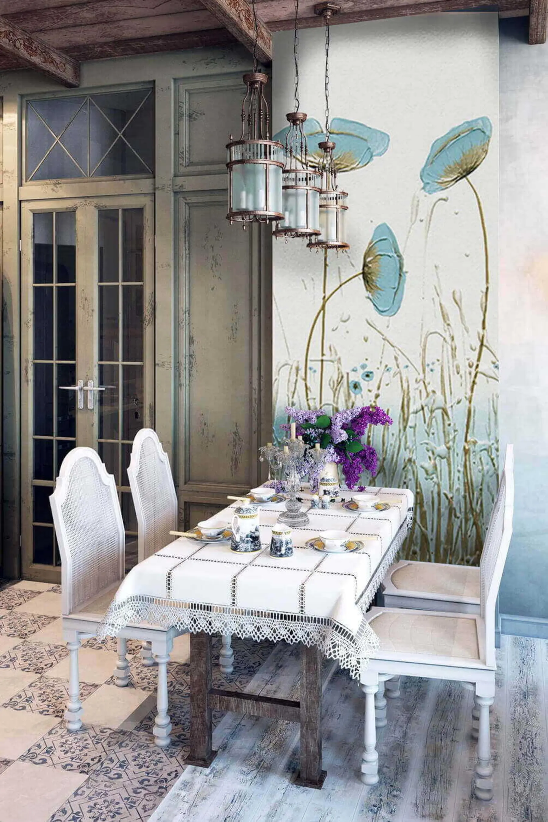 Fotobehang Papavers. Olieverf u34867