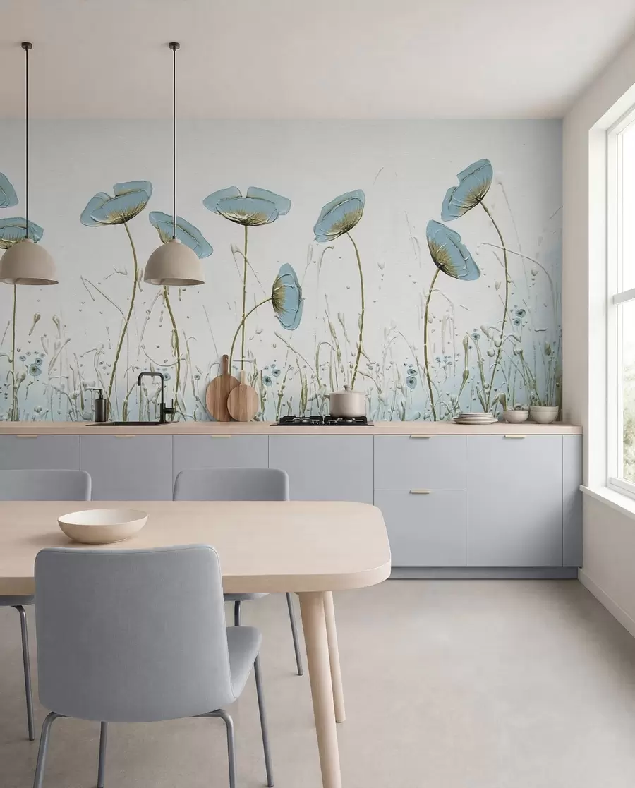 Fotobehang Papavers. Olieverf u34867