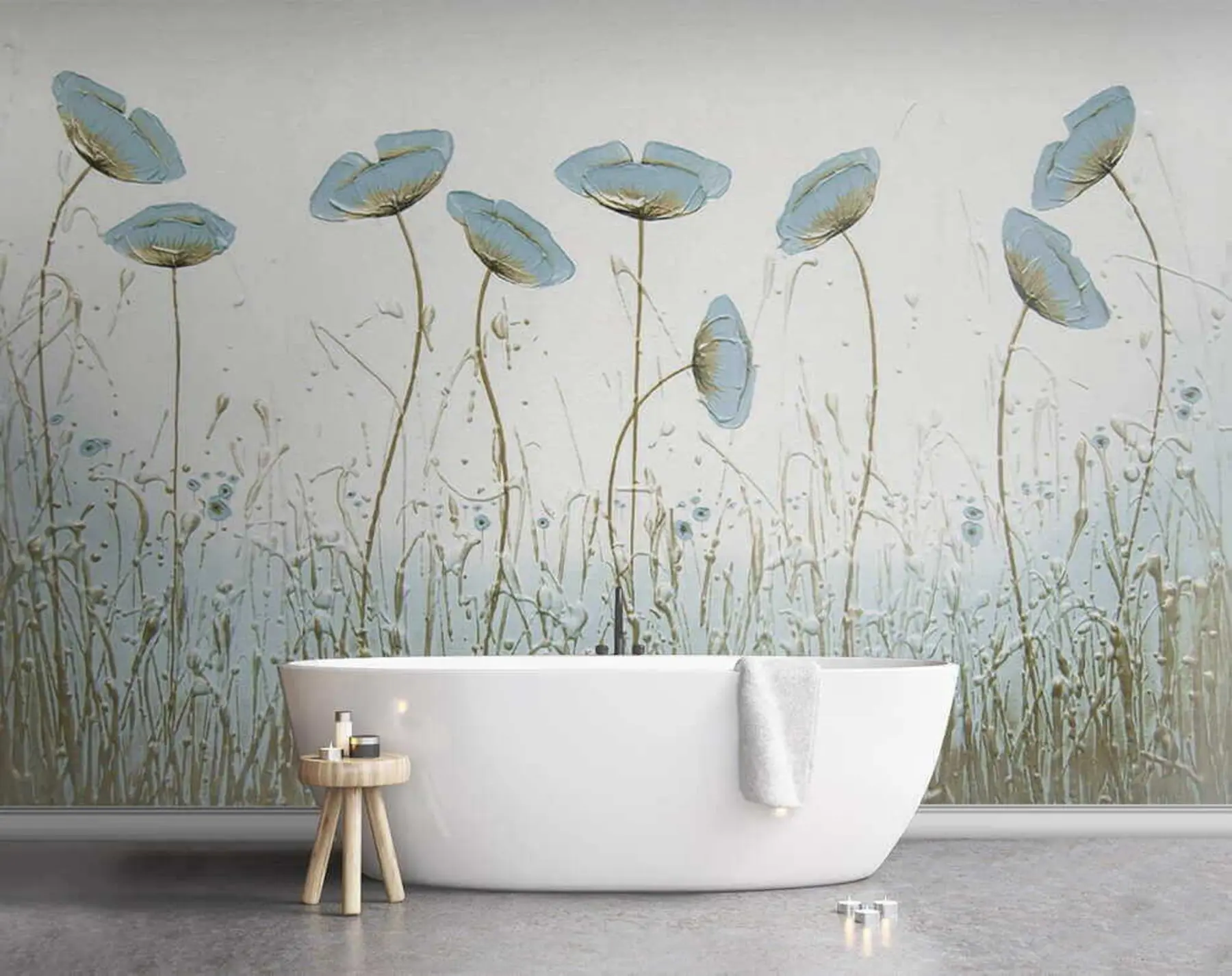Fotobehang Papavers. Olieverf u34867