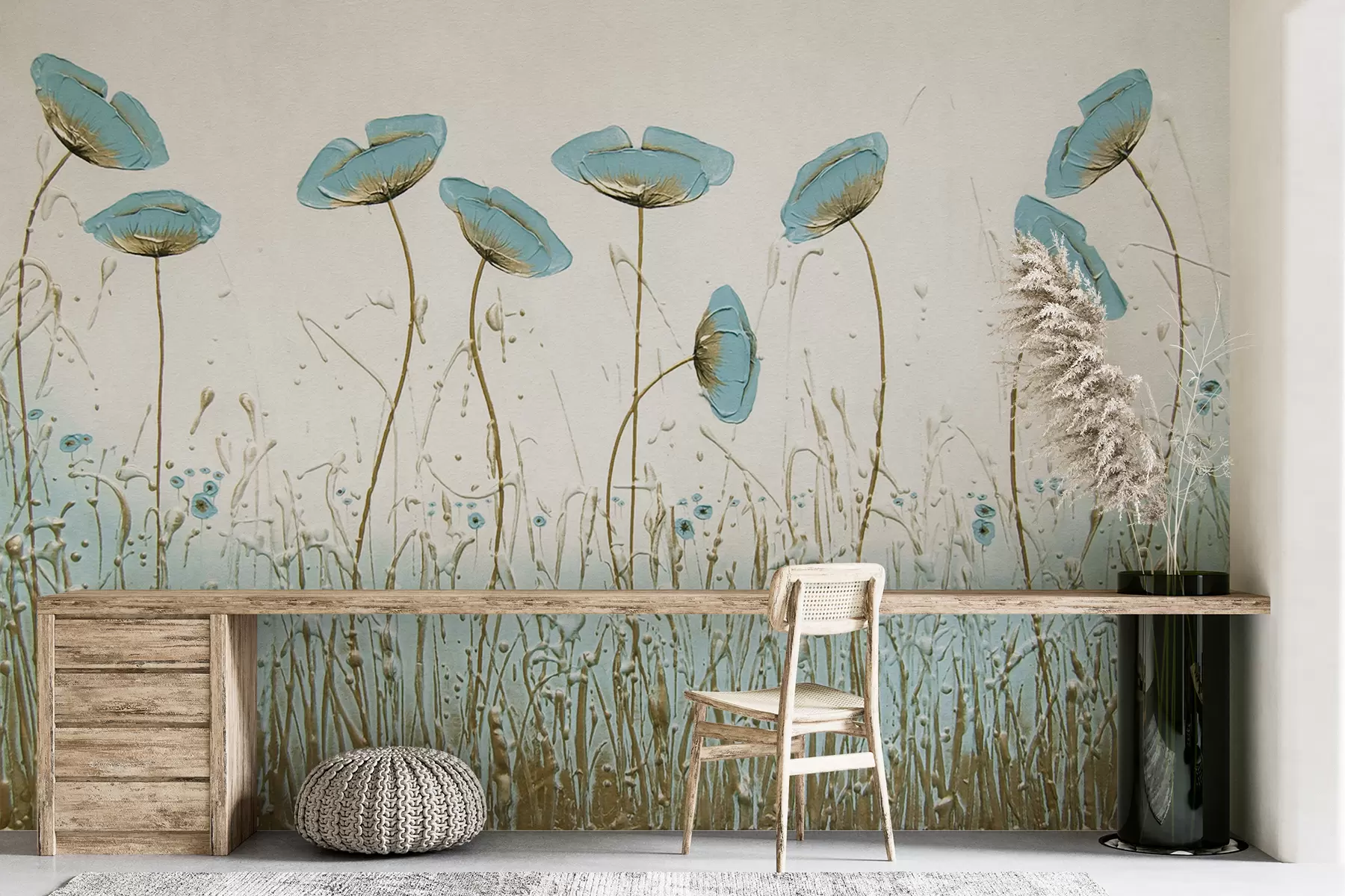 Fotobehang Papavers. Olieverf u34867