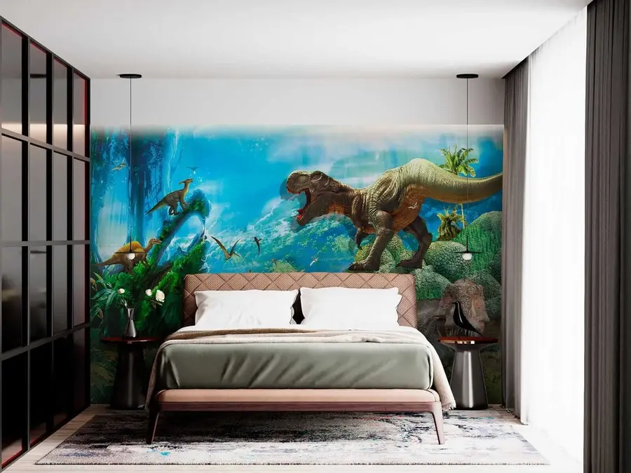 Fotobehang Dinosaurussen in de jungle u35232