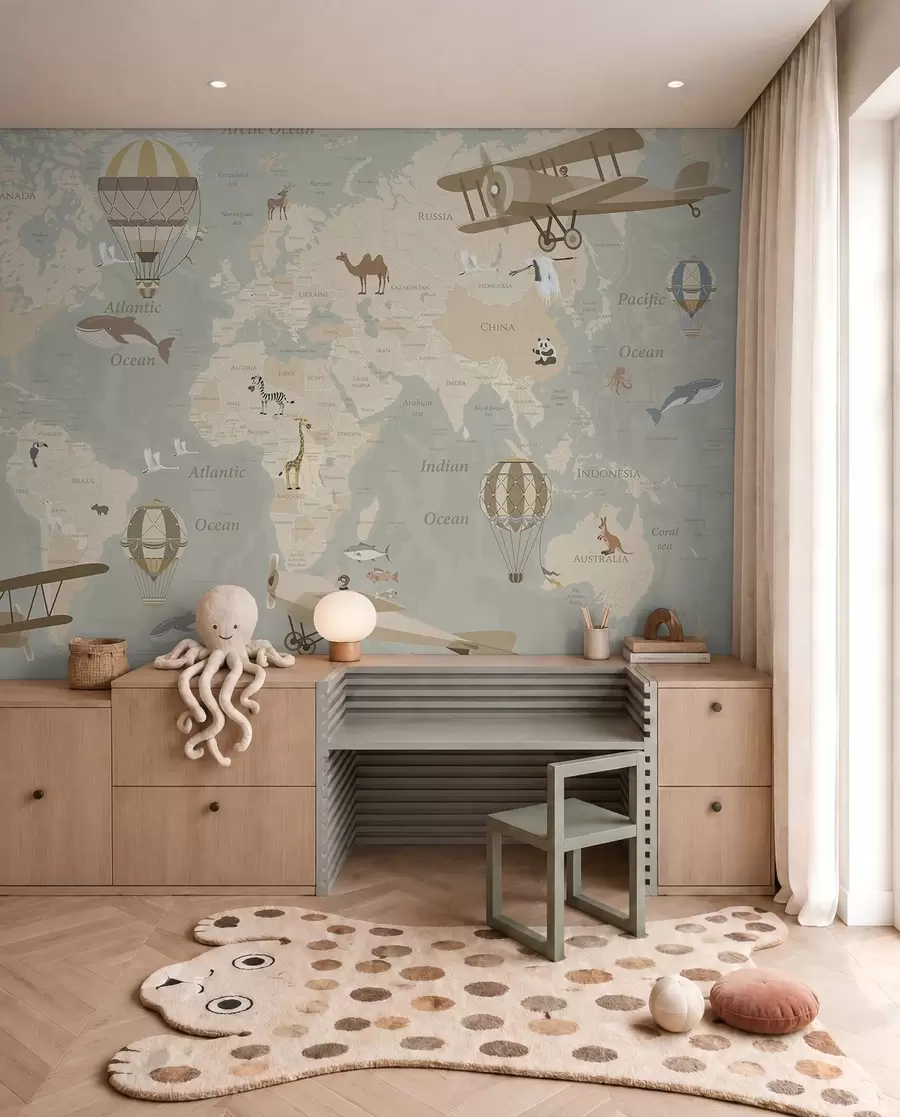 Fotobehang Wereldkaart met ballonnen u36066