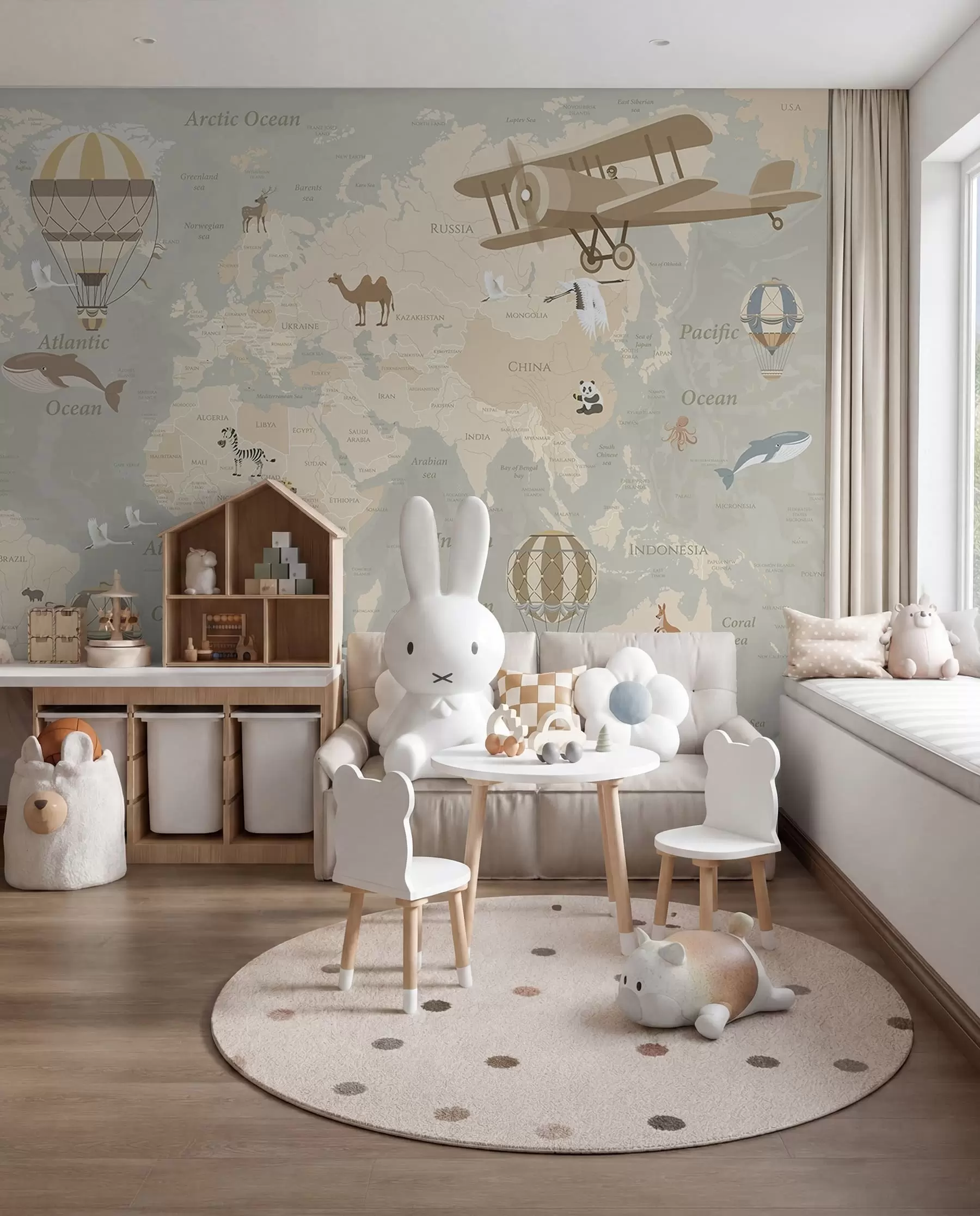 Fotobehang Wereldkaart met ballonnen u36066