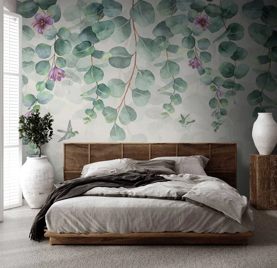 Fotobehang Hangende takken met bloemen u36206