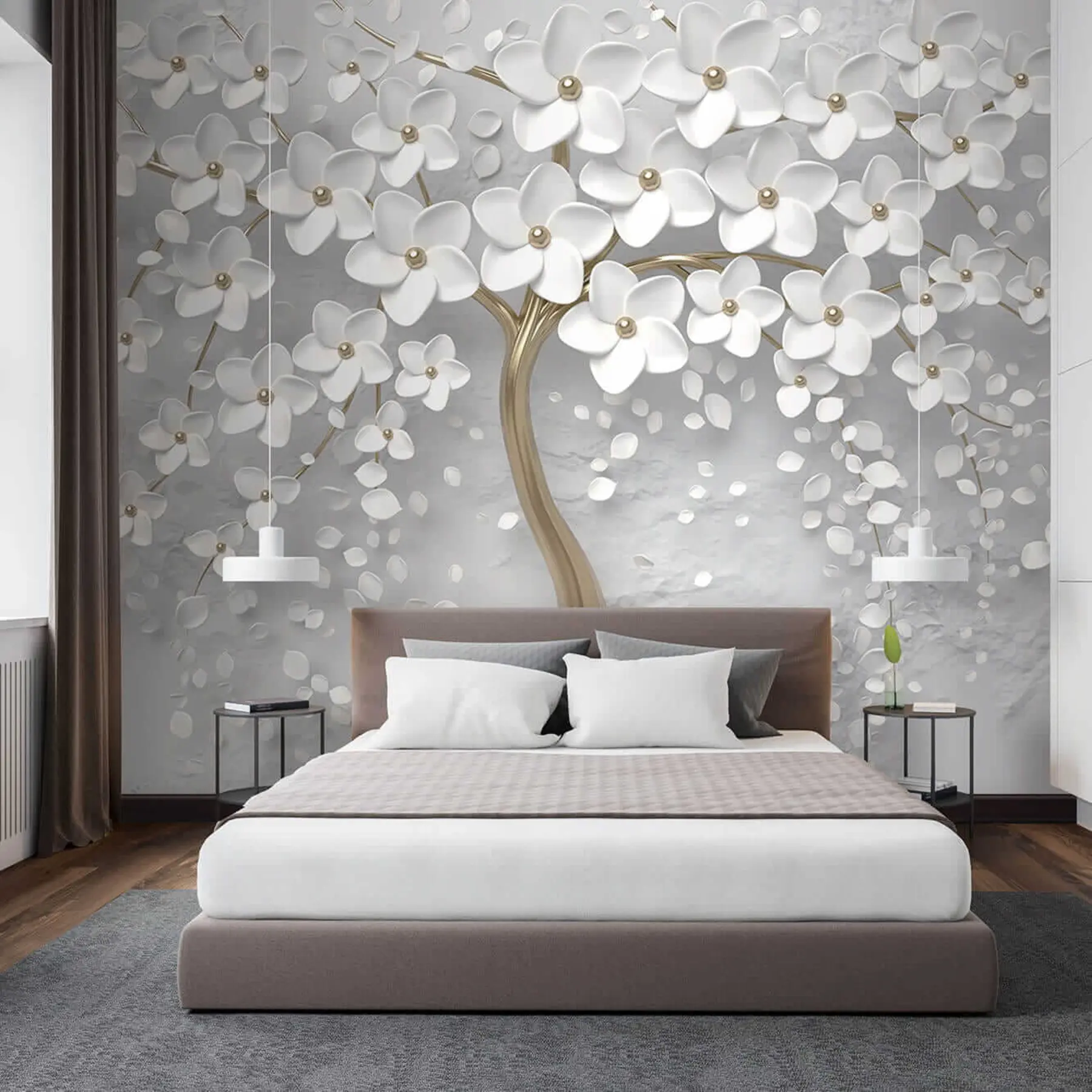 Fotobehang Bloeiende boom met grote bloemen u37065