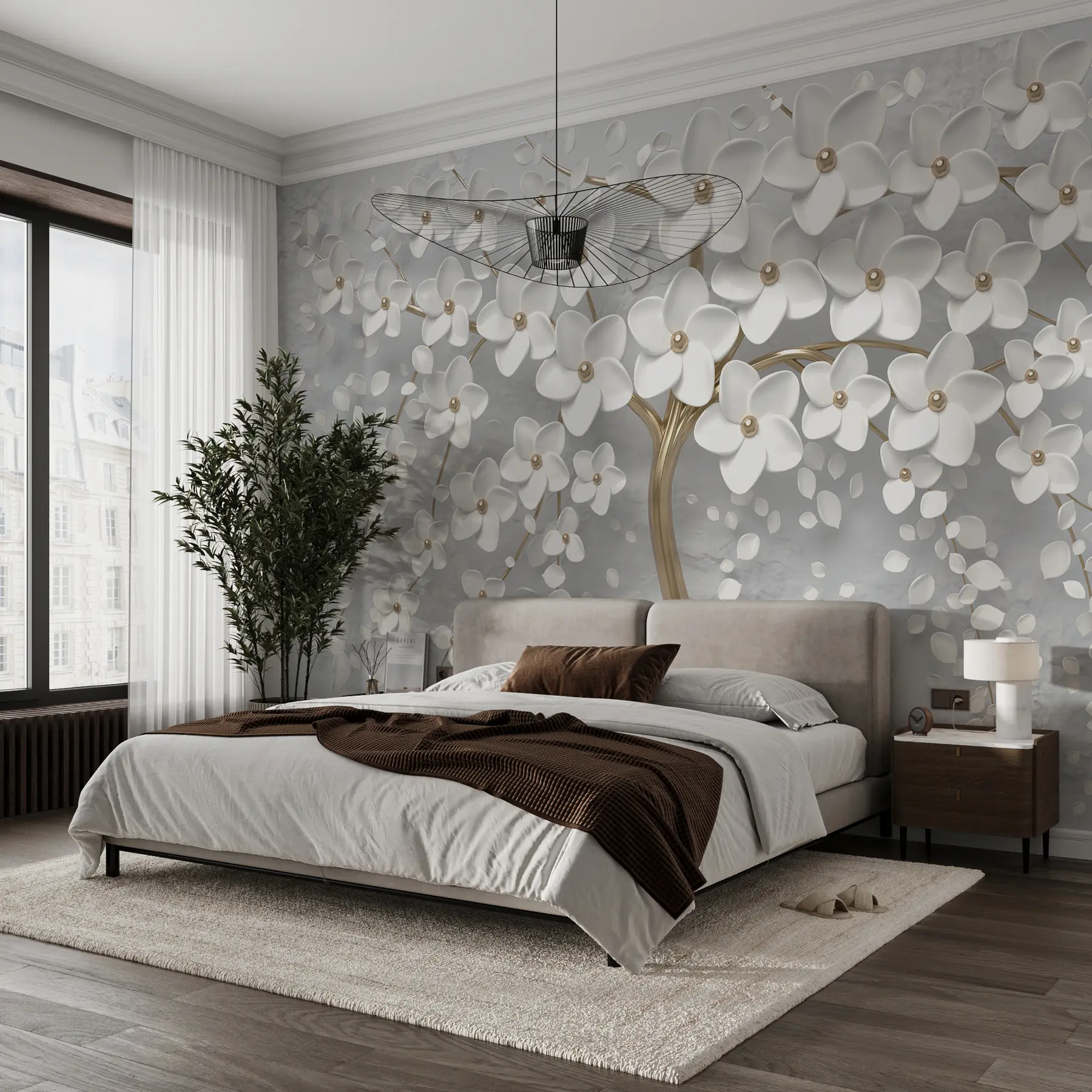 Fotobehang Bloeiende boom met grote bloemen u37065